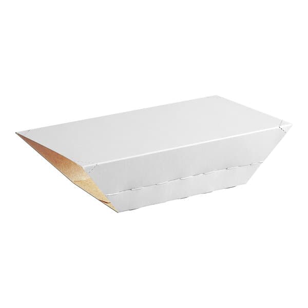 A white box with a brown lid.